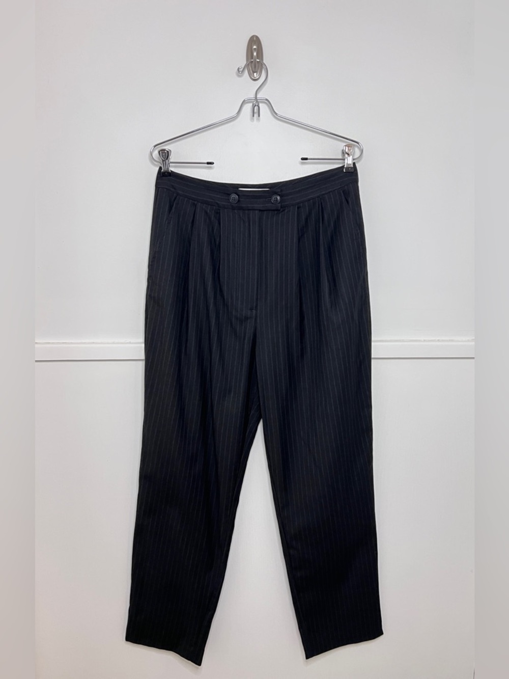 Reformation Sugar Pant Grey Pinstripe Pleated Trousers